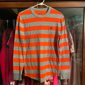 American Eagle brand orange and gray striped thermal. Size S.